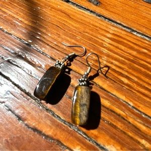 Tigers Eye Pendant Earrings